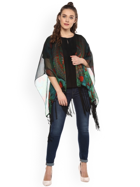 

StyleStone Black Printed Open Front Shrug