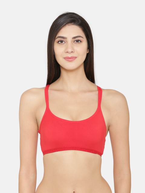 

ABELINO Red Solid Non-Wired Lightly Padded Sports Bra