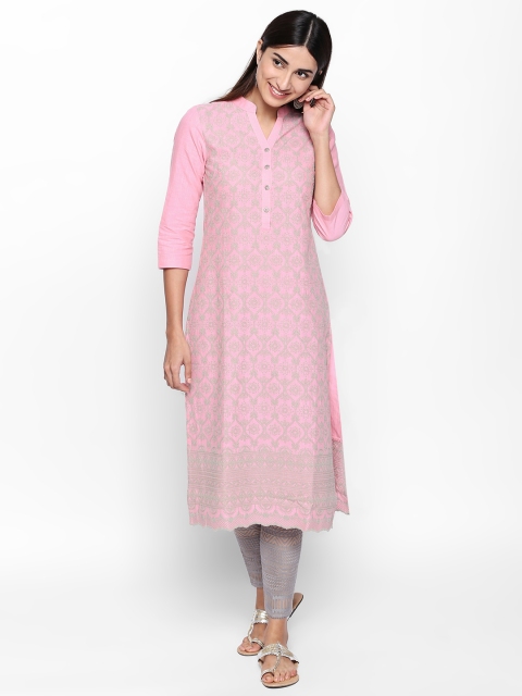 

Naari Women Pink Embroidered Straight Kurta