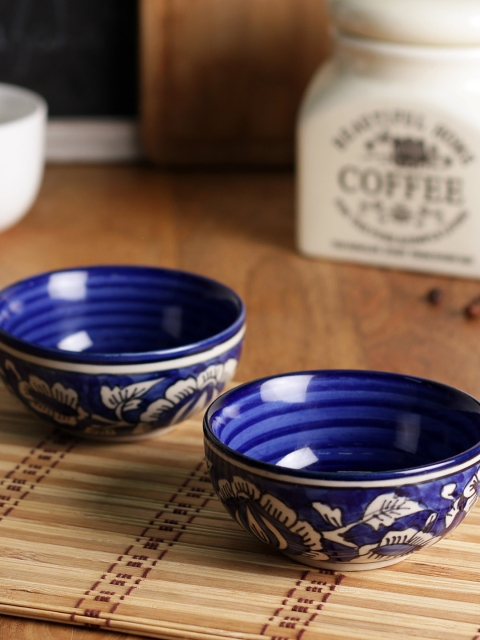 

MIAH Decor Set Of 2 Blue Printed Ceramic Bowl Set