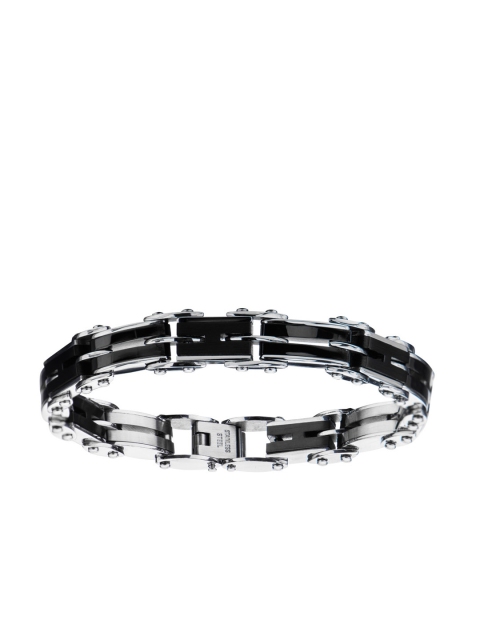 

Inox Jewelry Black & Silver-Toned Stainless Steel Bangle-Style Bracelet