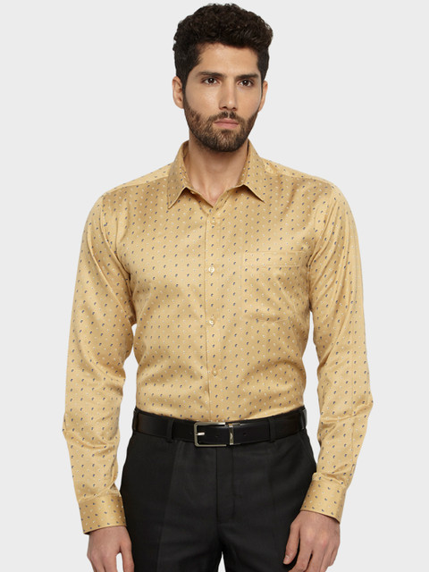 

Next Look Men Khaki Slim Fit Printed Formal Shirt