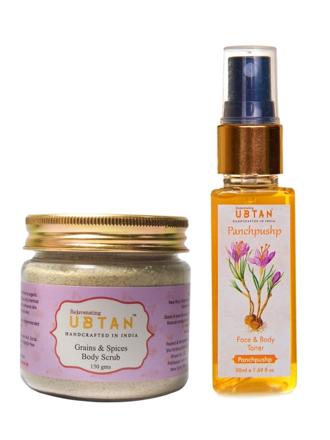 

Rejuvenating UBTAN Set of 2 Body Scrub & Panchpushp Water Toner, Cream