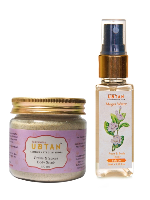 

Rejuvenating UBTAN Set of 2 Body Scrub and Mogra Water Toner, Cream