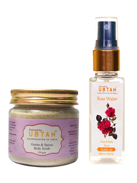 

Rejuvenating UBTAN Set of 2 Body Scrub and Rose Water Toner, Cream