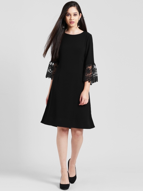 

Zink London Women Black Solid A-Line Dress
