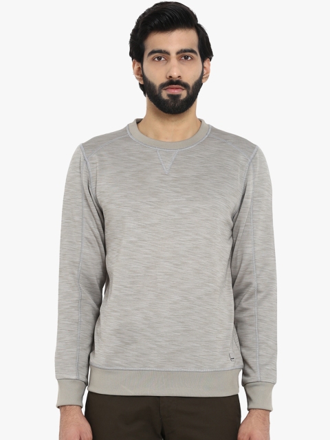 

Park Avenue Men Grey Solid Sweatshirt