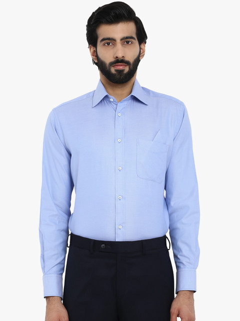 

Park Avenue Men Blue Regular Fit Self Design Formal Shirt