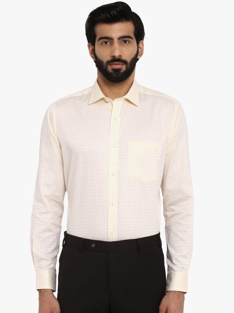 

Park Avenue Men Yellow Regular Fit Checked Formal Shirt