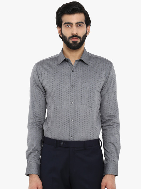 

Park Avenue Men Grey & Black Slim Fit Printed Formal Shirt