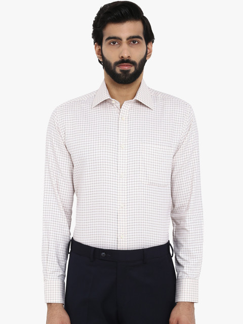 

Park Avenue Men Off-White Regular Fit Checked Formal Shirt
