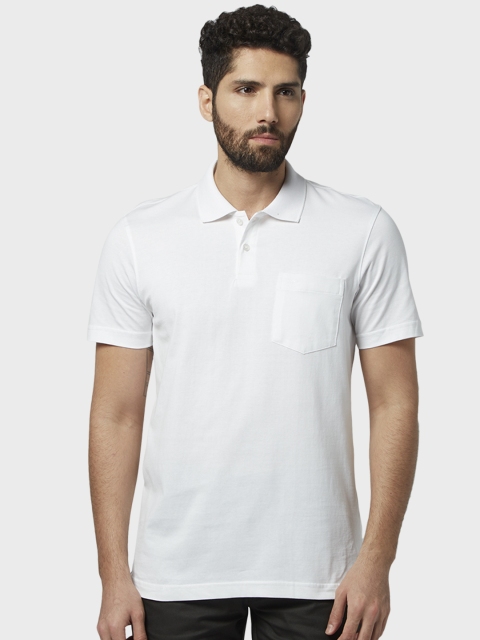 

Park Avenue Men White Solid Polo Collar T-shirt