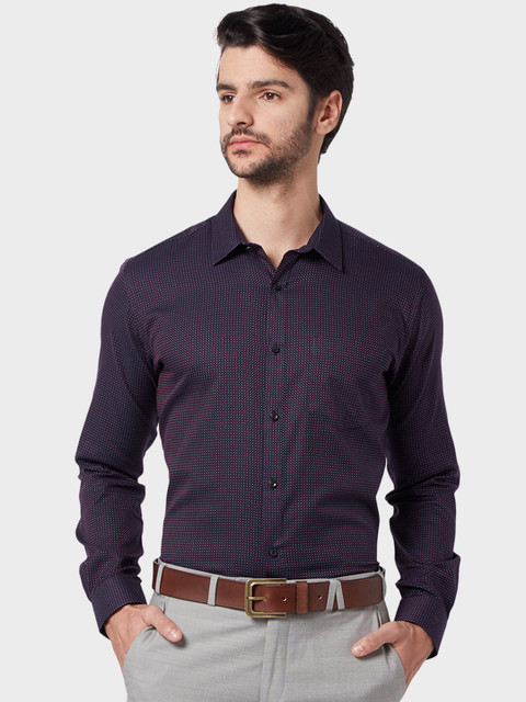 

Park Avenue Men Navy Blue Slim Fit Self Design Formal Shirt