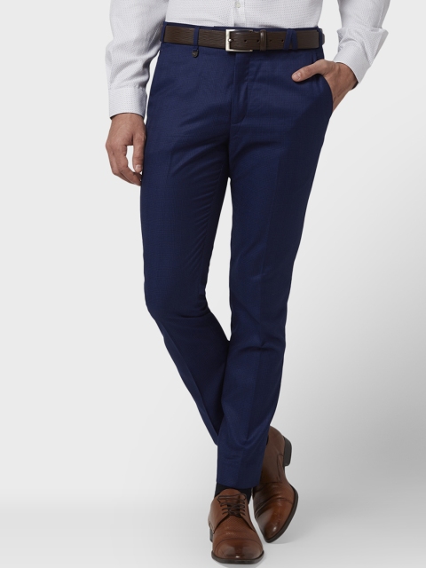 

Park Avenue Men Blue Regular Fit Checked Regular Trousers