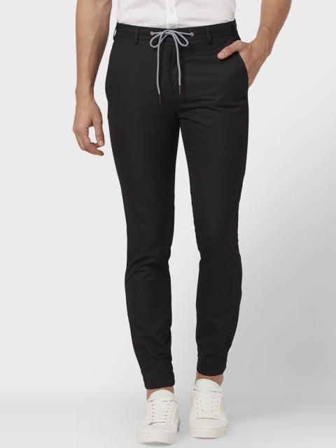 

Park Avenue Men Black Regular Fit Self Design Joggers