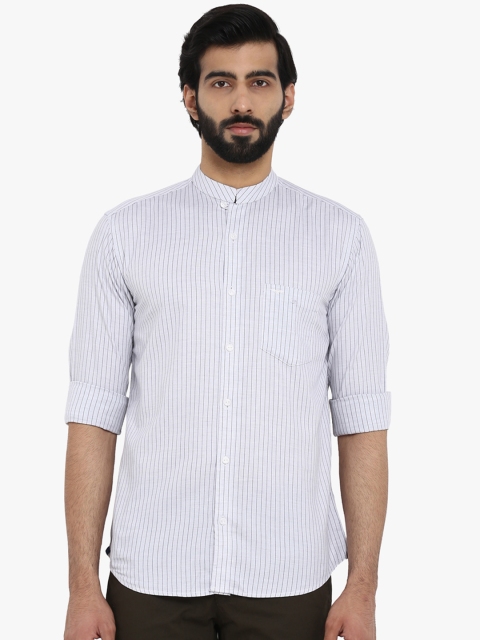 

Park Avenue Men White Slim Fit Striped Casual Shirt