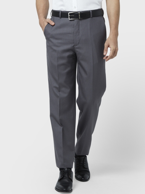 

Park Avenue Men Grey Regular Fit Self Design Formal Trousers