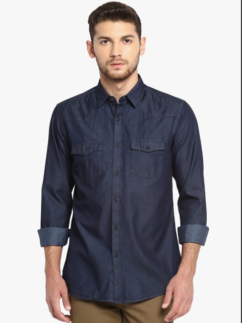 

Park Avenue Men Navy Blue Slim Fit Solid Casual Denim Shirt