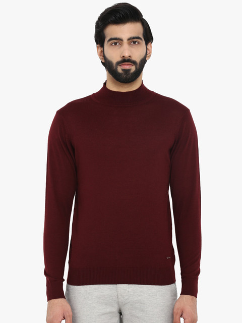 

Park Avenue Men Maroon Solid Sweater