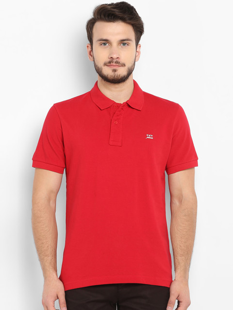 

ColorPlus Men Red Solid Polo Collar Pure Cotton T-shirt