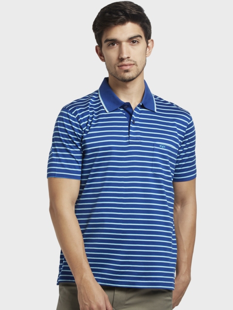 

ColorPlus Men Blue Striped Polo Collar T-shirt