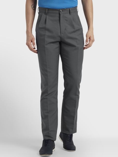 

ColorPlus Men Grey Slim Fit Solid Formal Trousers