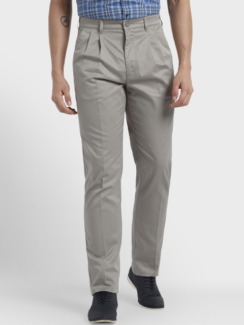 

ColorPlus Men Grey Slim Fit Solid Formal Trousers