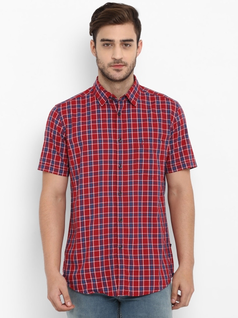 

Parx Men Red & Blue Slim Fit Checked Casual Shirt