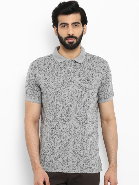 

Parx Men Grey Printed Polo Collar T-shirt