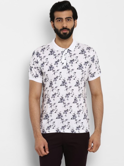 

Parx Men White Printed Polo Collar T-shirt
