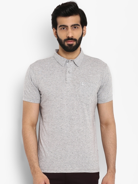 

Parx Men Grey Solid Polo Collar T-shirt