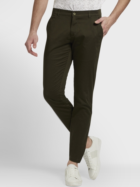 

Parx Men Olive Green Slim Fit Solid Regular Trousers