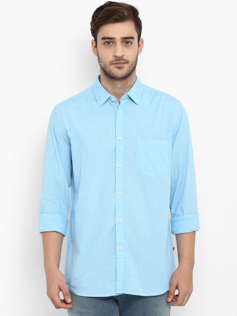 

Parx Men Blue Slim Fit Solid Casual Shirt