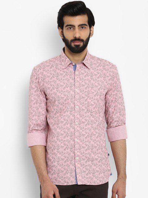 

Parx Men Pink & Black Slim Fit Printed Casual Shirt