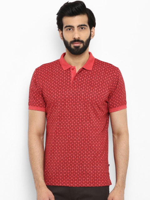 

Parx Men Red Printed Polo Collar Pure Cotton T-shirt