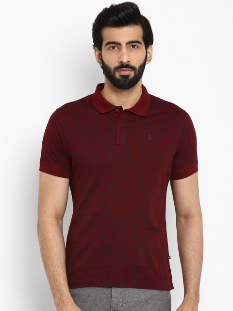 

Parx Men Maroon Printed Polo Collar T-shirt