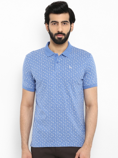 

Parx Men Blue Printed Polo Collar T-shirt