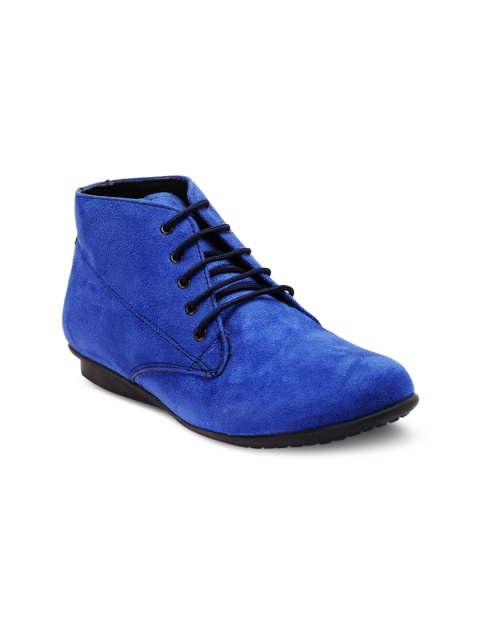 

Bruno Manetti Women Blue Suede Flat Boots