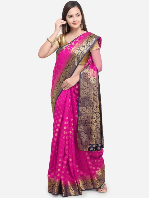 

Rajnandini Magenta & Navy Blue Silk Blend Woven Design Kanjeevaram Saree