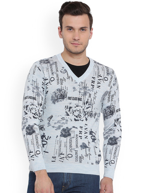 

Duke Men Blue Printed Pullover