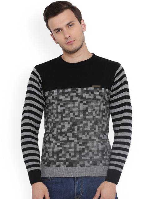 

Duke Men Grey & Black Printed Pullover