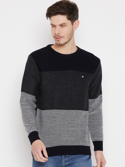

Duke Men Grey & Black Colourblocked Pullover