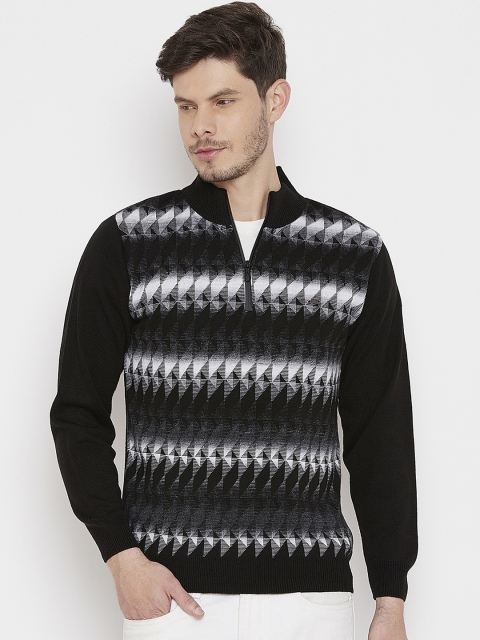 

Duke Men Black & White Printed Pullover