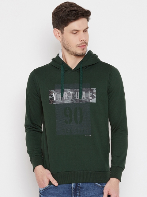 

Duke Men Green Printed Hooded Sweatshirt