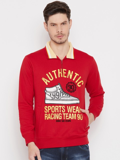 

Duke Men Red Printed Sweatshirt