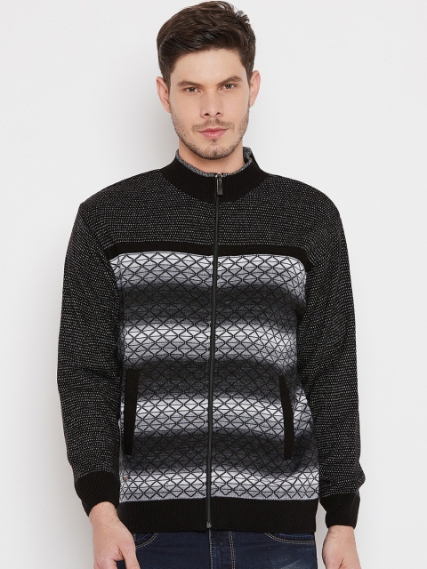 

Duke Men Black & White Striped Front-Open