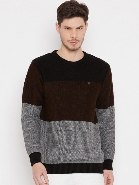 

Duke Men Black & Brown Colourblocked Pullover