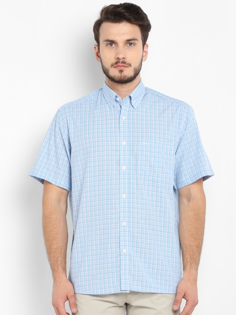 

ColorPlus Men Blue & White Regular Fit Checked Casual Shirt