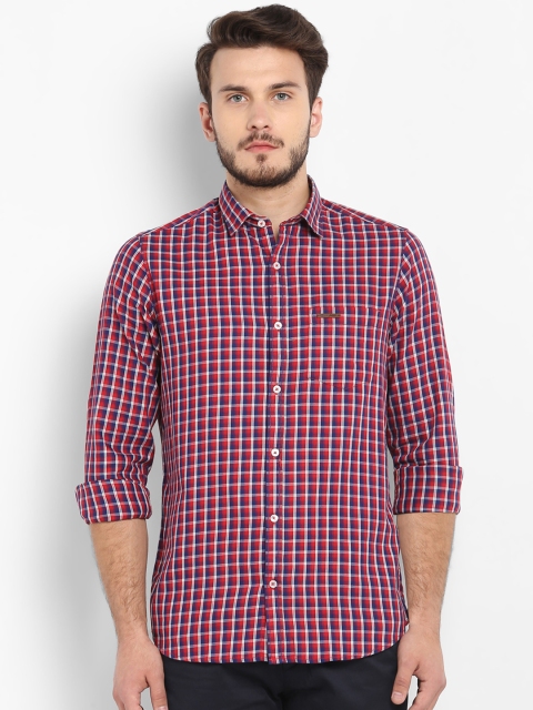

ColorPlus Men Maroon & Blue Regular Fit Checked Casual Shirt