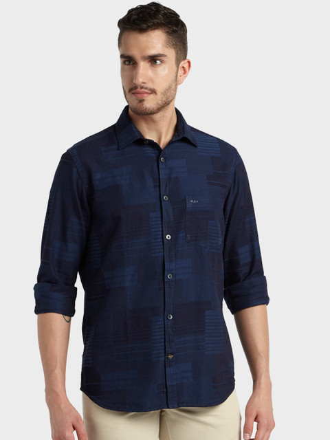 

ColorPlus Men Navy Blue Tailored Fit Printed Casual Shirt